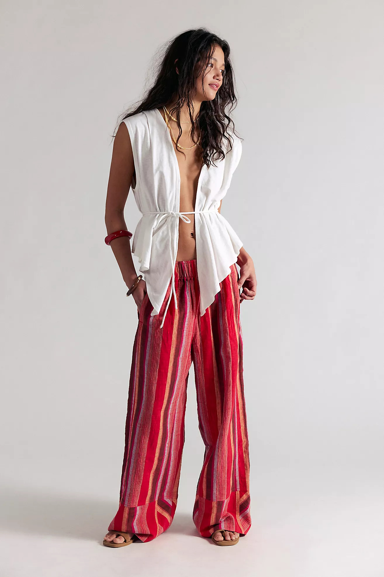 Day's End Linen Striped Pull-On Pants | Free People (Global - UK&FR Excluded)