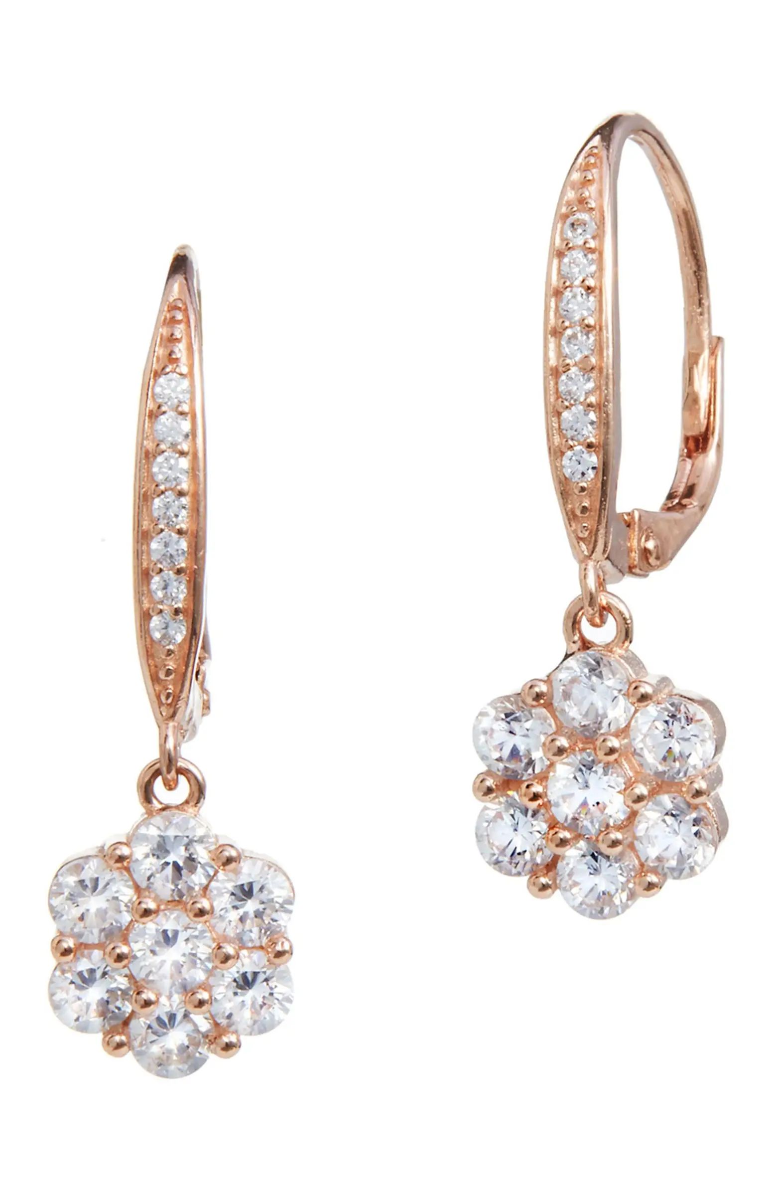 18K Rose Gold Vermeil Sterling Silver CZ Drop Earrings | Nordstrom
