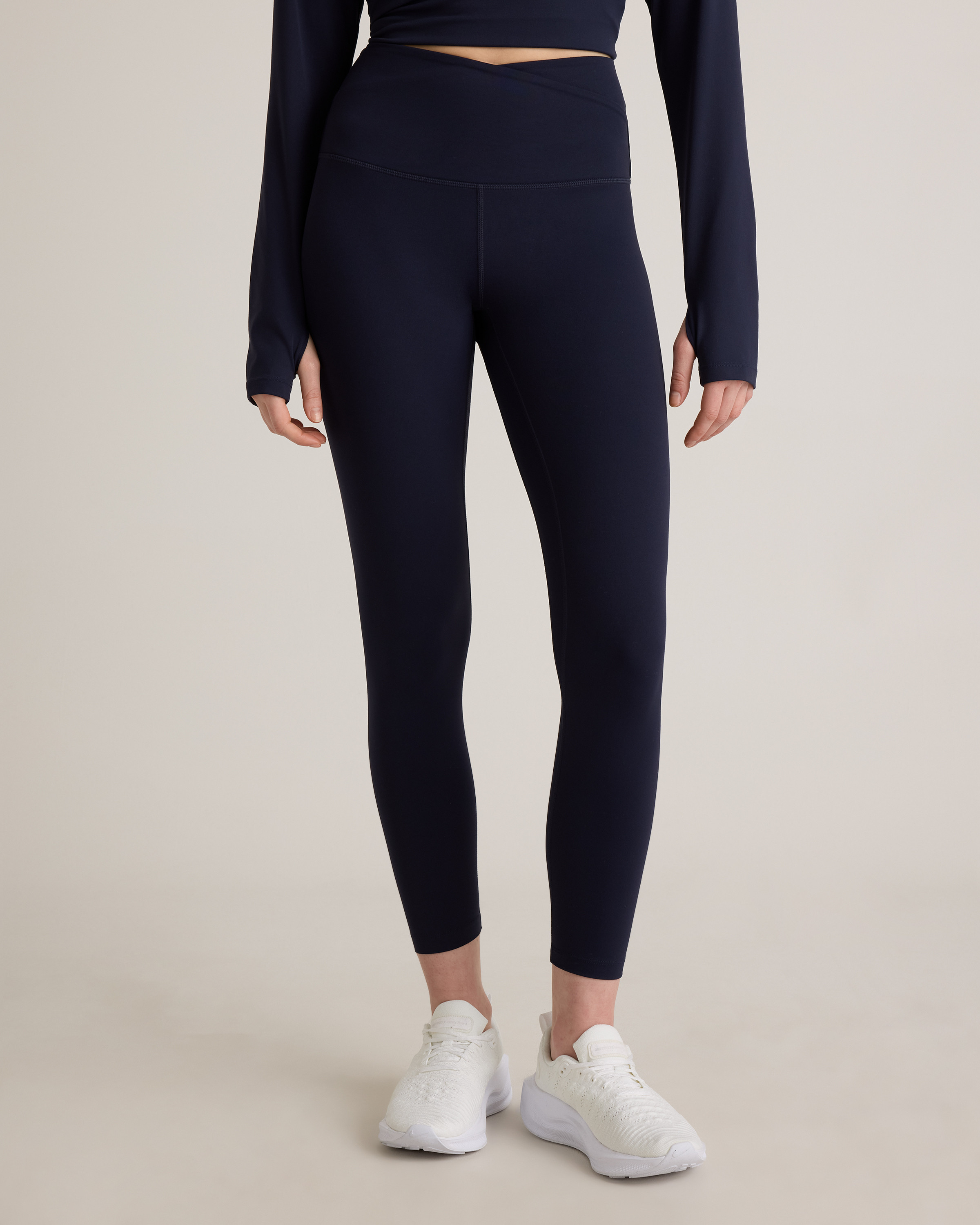 Quince | Women's Ultra-Form High-Rise Crossover Legging in Deep Navy, Size Small, Nylon/Spandex | Quince
