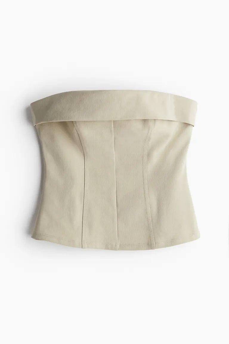 Bandeau top - Sleeveless - Short - Light beige - Ladies | H&M GB | H&M (UK, MY, IN, SG, PH, TW, HK)