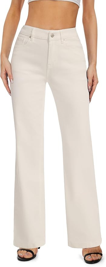 FLYING BANANA Women's High Waisted Wide Leg Baggy Stretch Denim Jeans | Amazon (US)