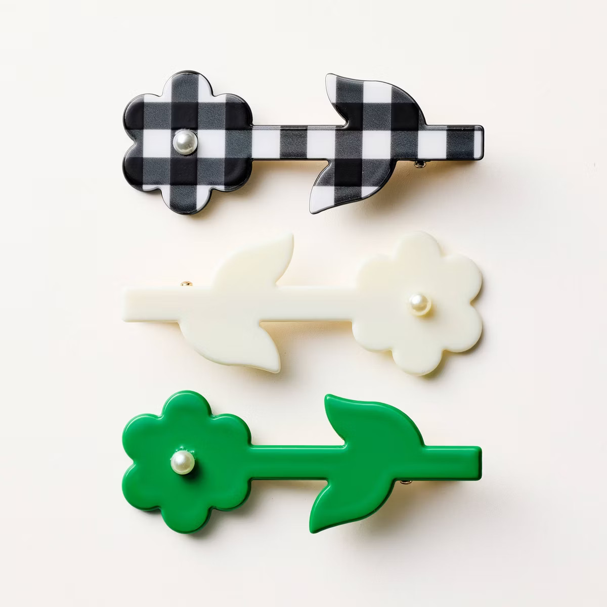 3pk Floral Hair Clip - kate spade new york x Target™ Green/Cream/Black | Target