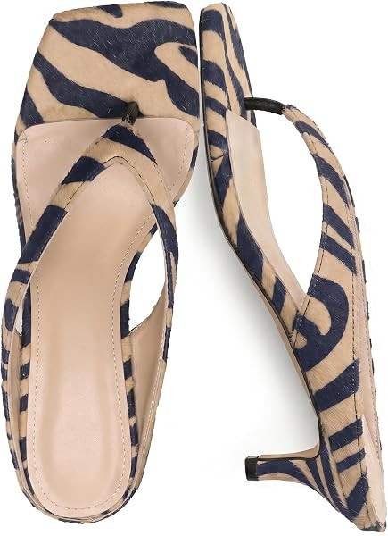Riekhany Kitten Heeled Sandals for Women Slip On Square Clip Toe Flip Flips Low Heel Pumps Comfor... | Amazon (US)