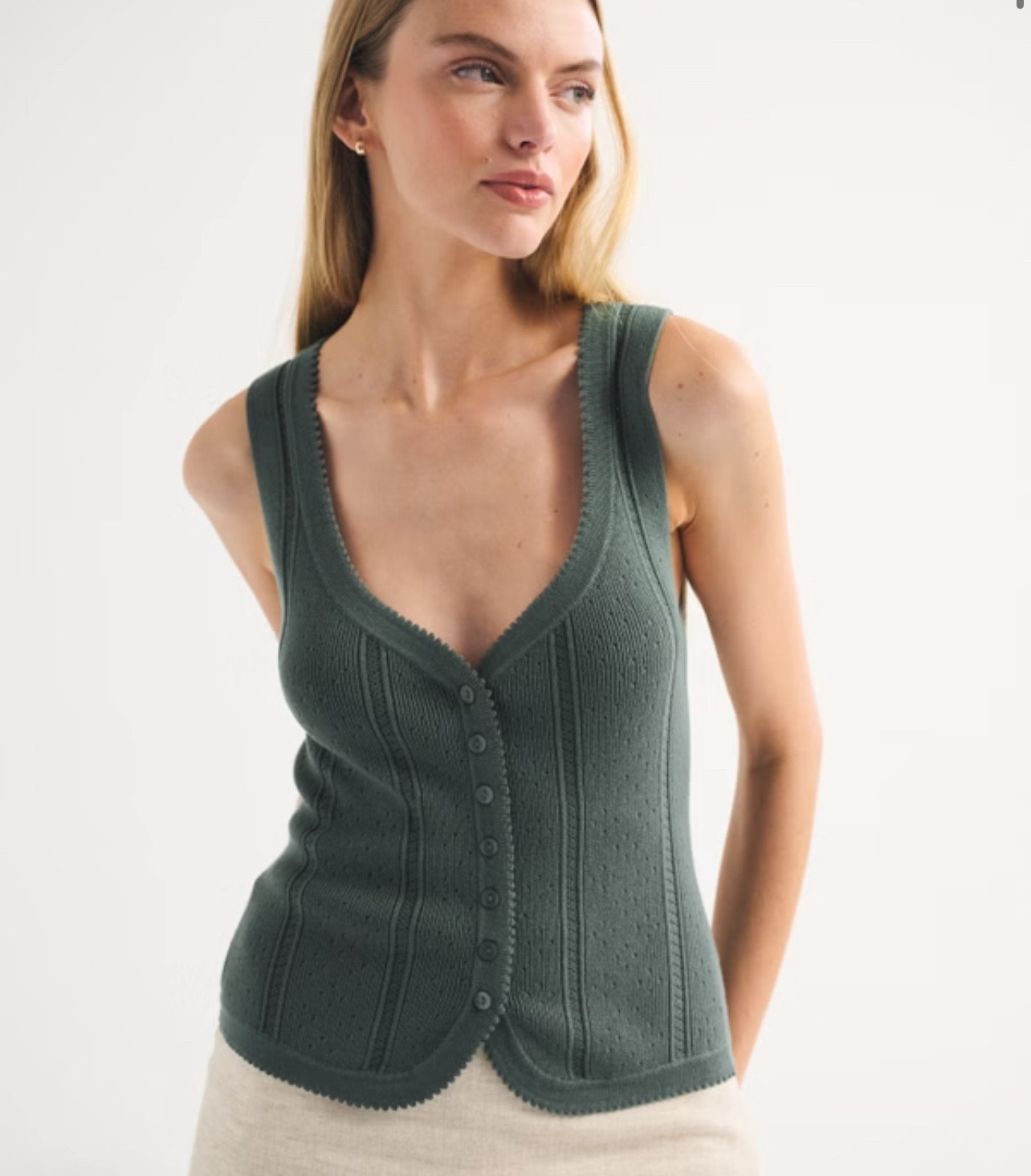 Abercrombie 
Pointelle Button-Through Sweater Tank
