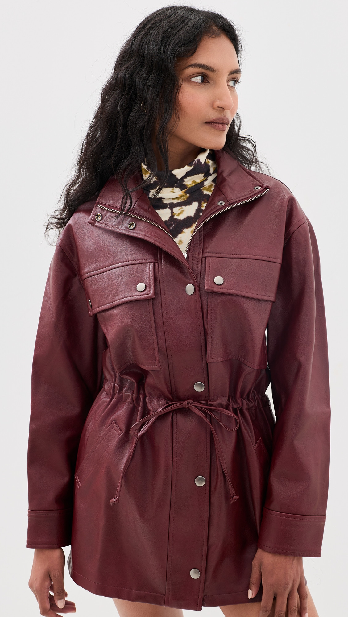 WAYF Angelina Faux Leather Jacket Burgundy XL | Shopbop