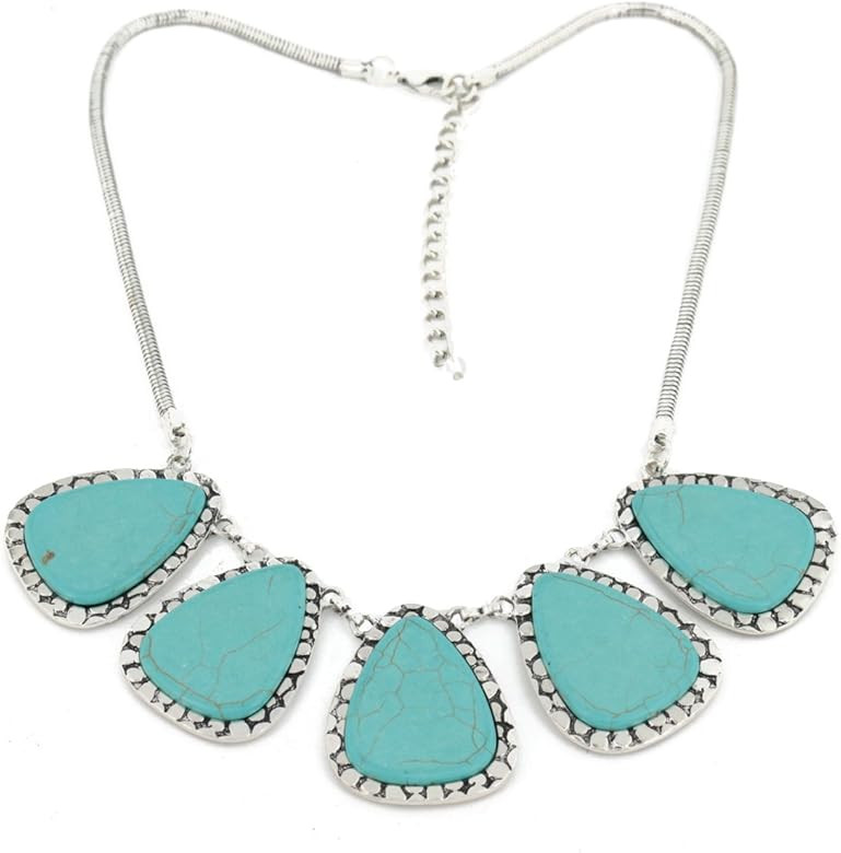 jianxi Vintage Alloy Synthetic Turquoise Necklace Fashion Jewelry Women | Amazon (US)