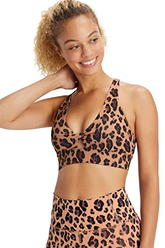 Fabletics Women's Oasis Twist Sports Bra, Workout, Yoga, Athletic, Fitness, Knit, XXS, Natural Leopard | Amazon (US)