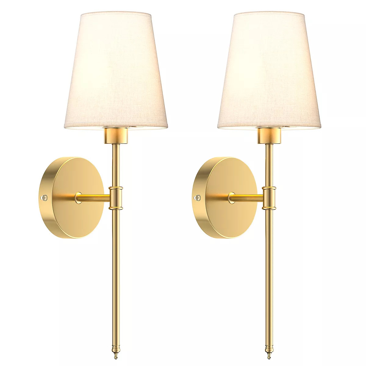 SUGIFT Wall Sconces Set of 2, Modern Brushed Gold Wall Lights with Fabric Shades, Hardwired Vanit... | Target