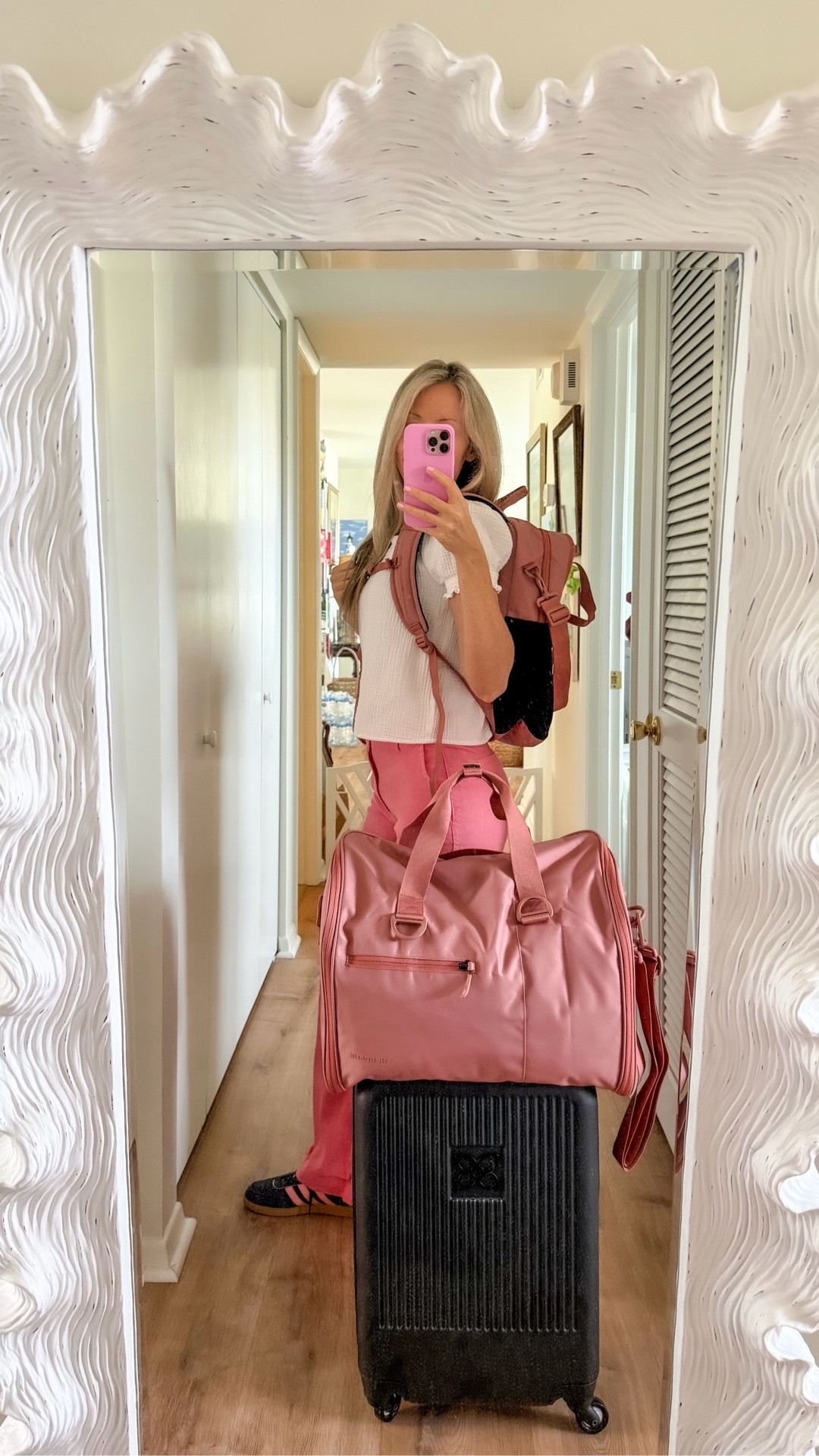 Let’s go! ✈️ 🚗

Travel days are so much better when your bags match!💗 I’m obsessed with this Dessert Pink travel set from Sherpani! It’s cute, functional, and makes airport days feel a little more stylish. #ad

I’m packing the Juant Garment Duffle, Camden Classic Backpack, Rogue Mini Crossbody, and the Meridian 22” Carry-On (in black) for the perfect mix of fashion + function.

Use code FAVS15 at checkout on Sherpani.com for 15% off your order! 💫

Travel Days
Airport Outfits
Pink Luggage
Spring Break Essentials 
Vacation Tips 
Carry-on Bags
Spring Trips 2026
Beach Vacation 
Boarding Bag
Hanging Luggage Bag 
@Sherpani 

#LTKSpringSale #LTKSeasonal #LTKTravel