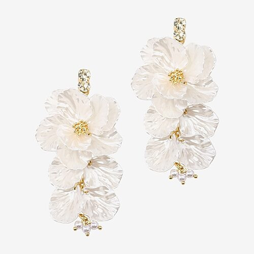 Bijoux Bar Gold Tone Womens Flower Drop Earrings, One Size, White | JCPenney