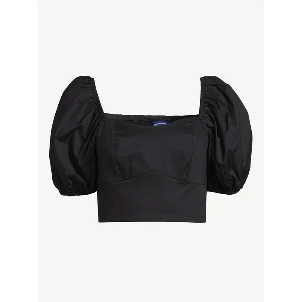 Scoop Women's Puff Sleeve Crop Top | Walmart (US)