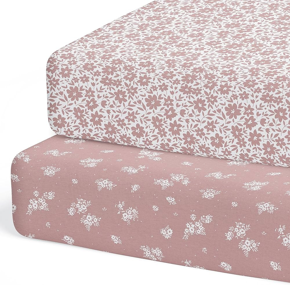 2-Pack Crib Sheet for Standard Crib Mattress (Antique Rose) - Premium Fitted Sheets - Buttery Sof... | Amazon (US)