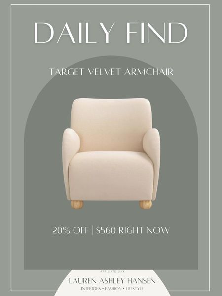 This velvet chair is 20% off right now for Target Circle Week! We have this exact chair but in a teddy fabric, and I love it! The perfect cozy piece. 

#LTKxTarget #LTKsalealert #LTKhome