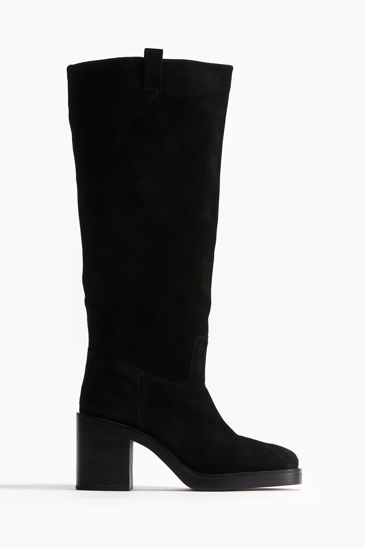 Knee-Highs aus Veloursleder - Schwarz - Ladies | H&M DE | H&M (DE, AT, CH, NL, FI)