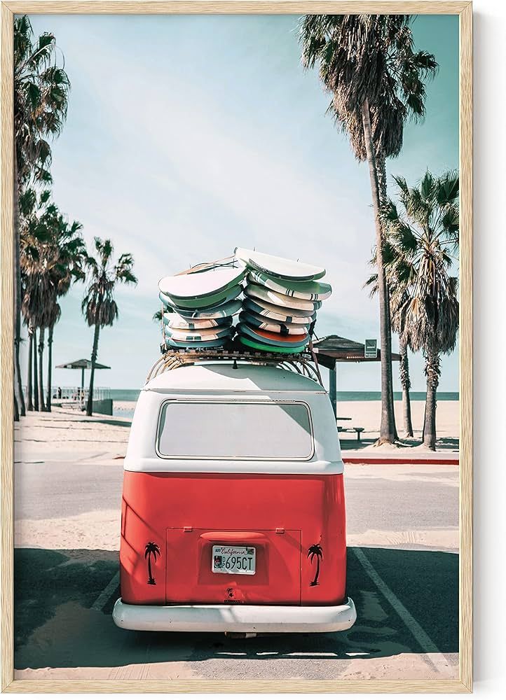 HAUS AND HUES Vintage Beach Wall Art and Surf Decor - Vintage Beach Posters and Prints, Surfboard... | Amazon (US)
