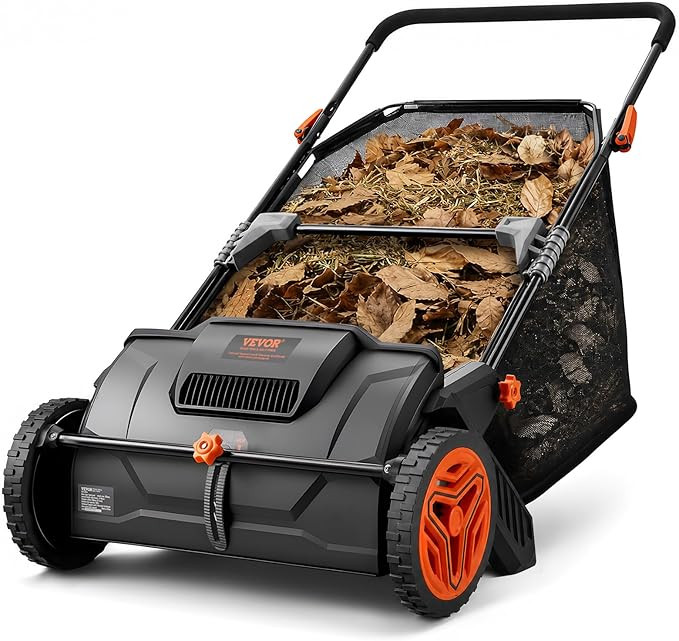 VEVOR Push Lawn Sweeper 21" Leaf & Grass Collector 3.5 cu. ft. Hopper Bag | Amazon (US)