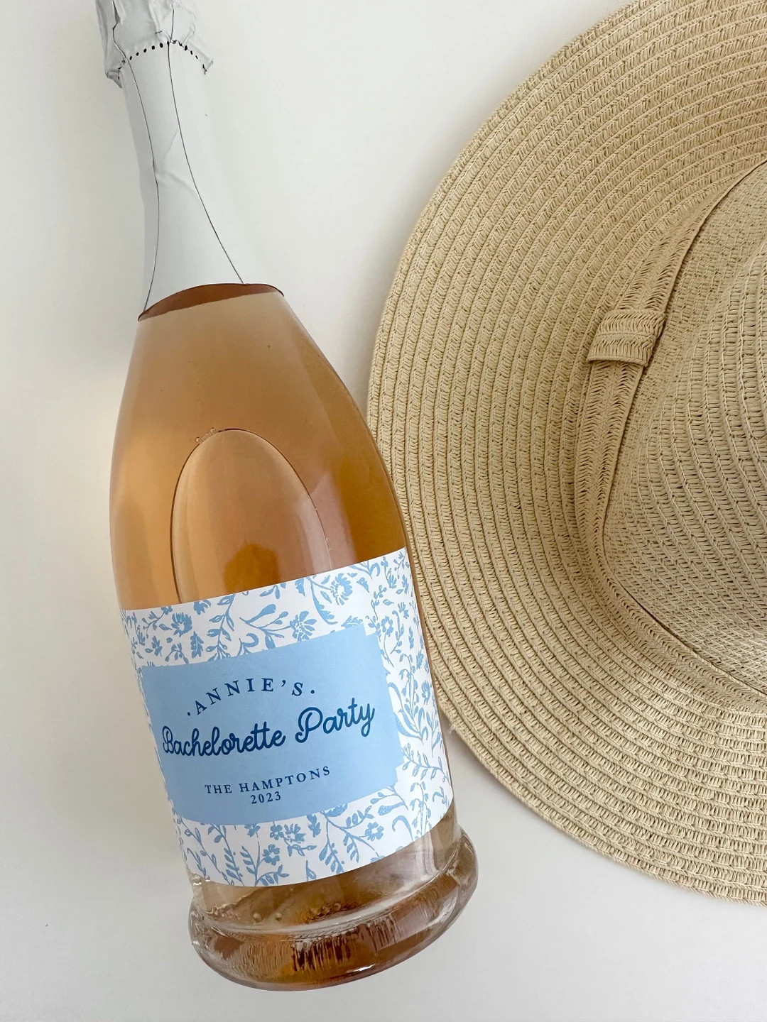 Bachelorette Party Coastal Grandmother Blue Floral Wine or Champagne Labels Last Toast on the Coa... | Etsy (US)