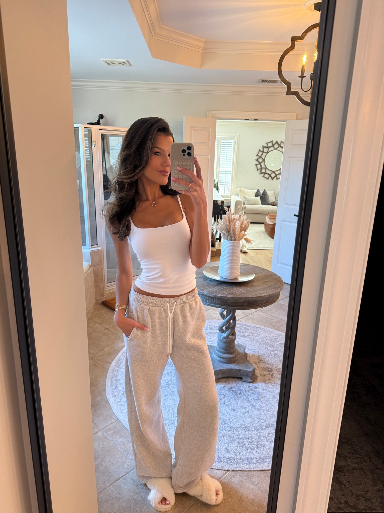 Abercrombie bra tank - xs 
Sweatpants - small tall 


#LTKSeasonal #LTKTall #LTKFindsUnder50