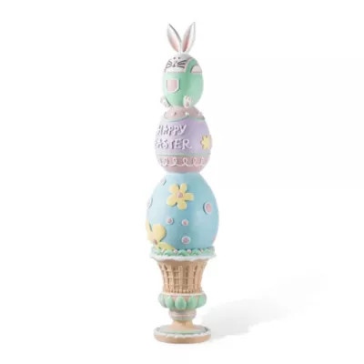 Glitzhome 30.5"H Easter Resin Macaron Stacked Egg & Bunny Porch DÃ©cor | Belk