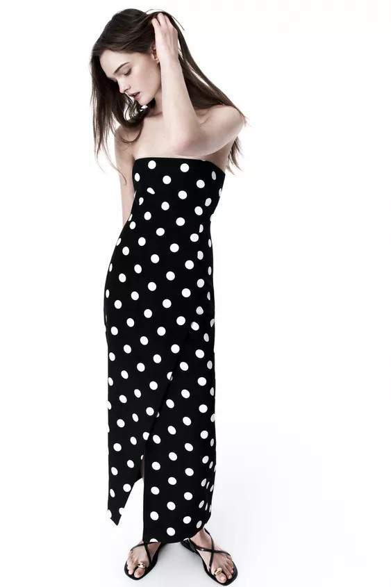 ZW COLLECTION STRAPLESS POLKA DOT DRESS | Zara Canada