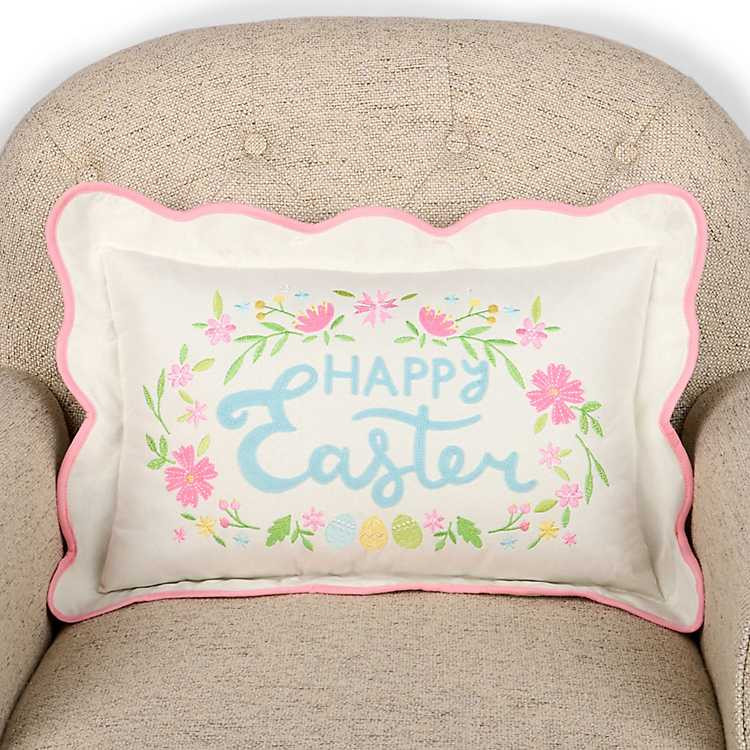 Happy Easter Scalloped Lumbar Pillow | Kirklands