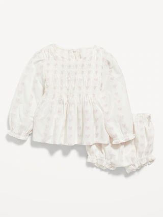 Long-Sleeve Heart-Print Top and Bloomer Shorts Set for Baby | Old Navy (US)