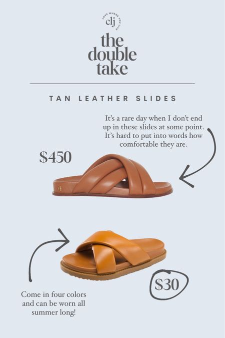 The Double Take: Tan Leather Slides

#LTKfindsunder50 #LTKstyletip #LTKshoecrush