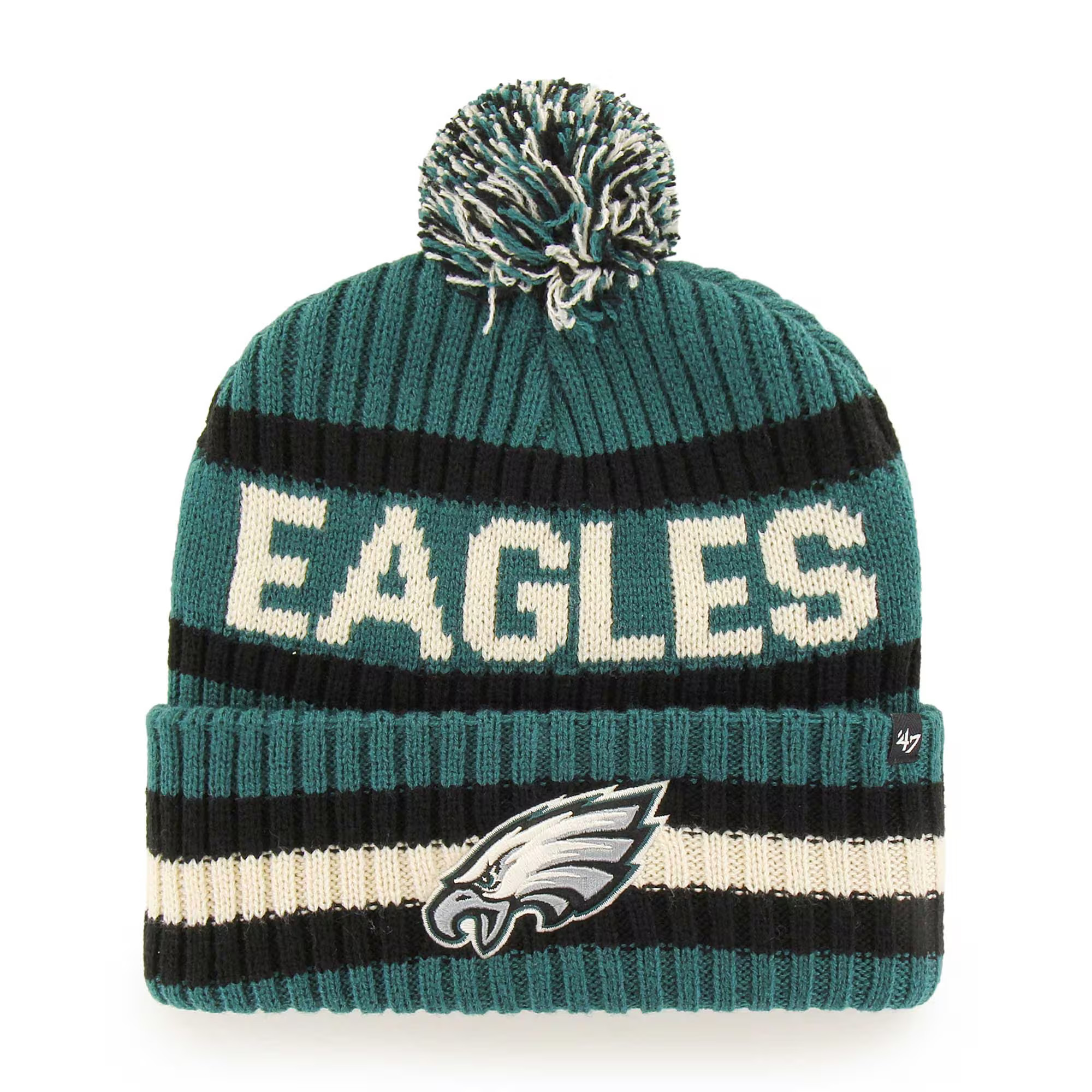 Philadelphia Eagles '47 Bering Cuff Pom Knit Hat - Midnight Green | Fanatics