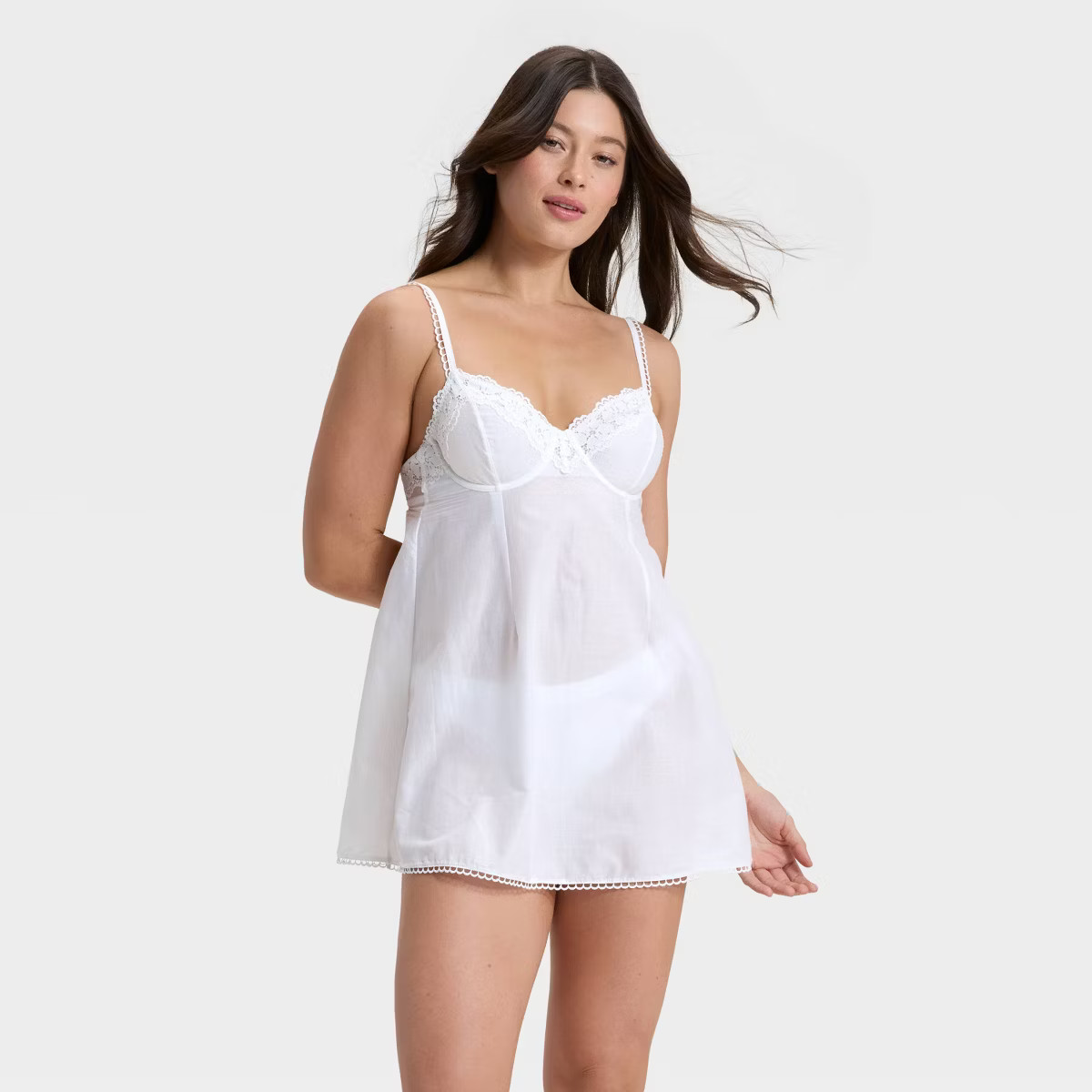 Women's Woven Cotton Lingerie Babydoll Dress - Auden™ White | Target