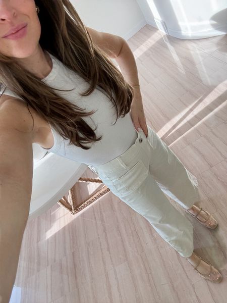 All white casual and comfortable look! These jeans are from SPANX and my new favorite spring piece! My Spanx code is TARABISHYXSPANX for 10% off and free shipping - these run true to size, I’m wearing a size S. Target flats and tank also run TTS  

#LTKSeasonal #LTKfindsunder100