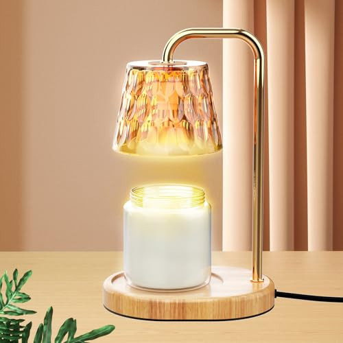 XGRTHREEH Dimmable Candle Warmer Lamp with Timer Electric Candle Warmer for House Warming Decor Candle Lamp Warmer for Jar Candles Wax Melt Warmer Presents for Women Mom Birthday Festival (Gold) | Amazon (US)