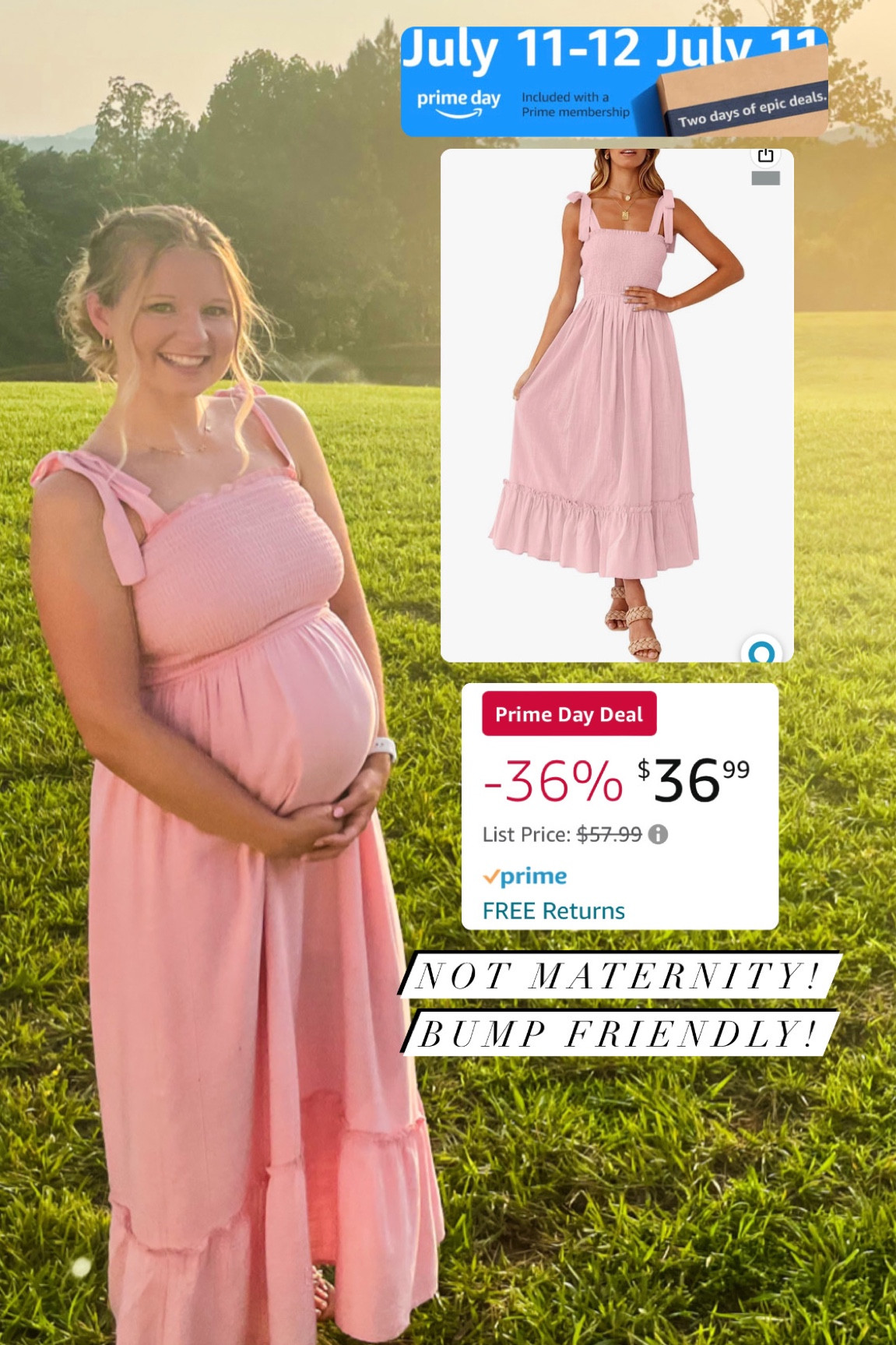 Bump friendly dress! Wore this for my announcement photos & a wedding! So versatile. Size small | prime day deals | sale alert | amazon prime deals

#LTKsalealert #LTKbump #LTKxPrimeDay