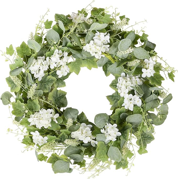 YNYLCHMX 18" Summer Wreaths for Front Door Spring Eucalyptus Wreath Door Wreaths for Spring Summe... | Amazon (US)
