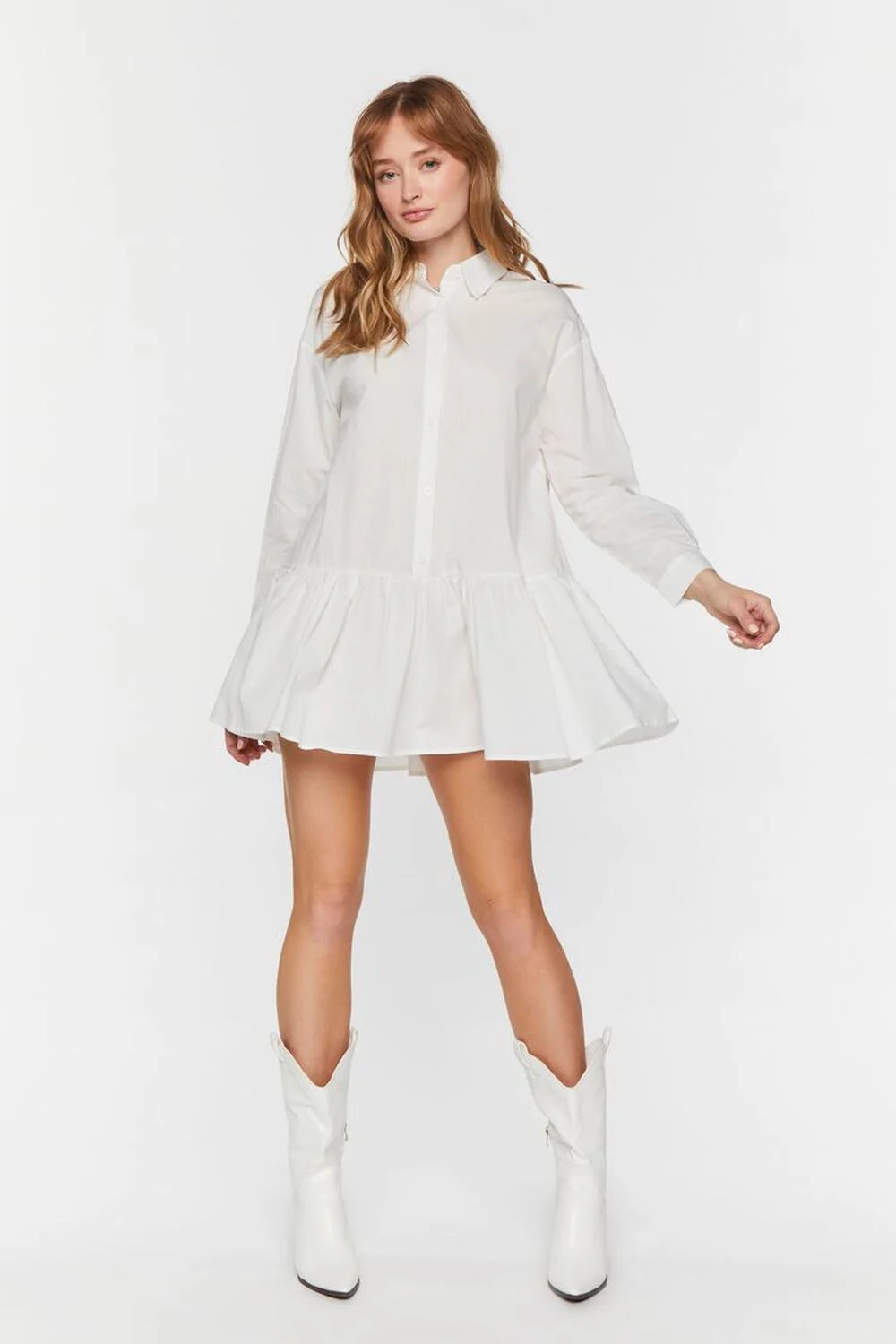 Poplin Drop-Waist Shirt Dress | Forever 21 (US)