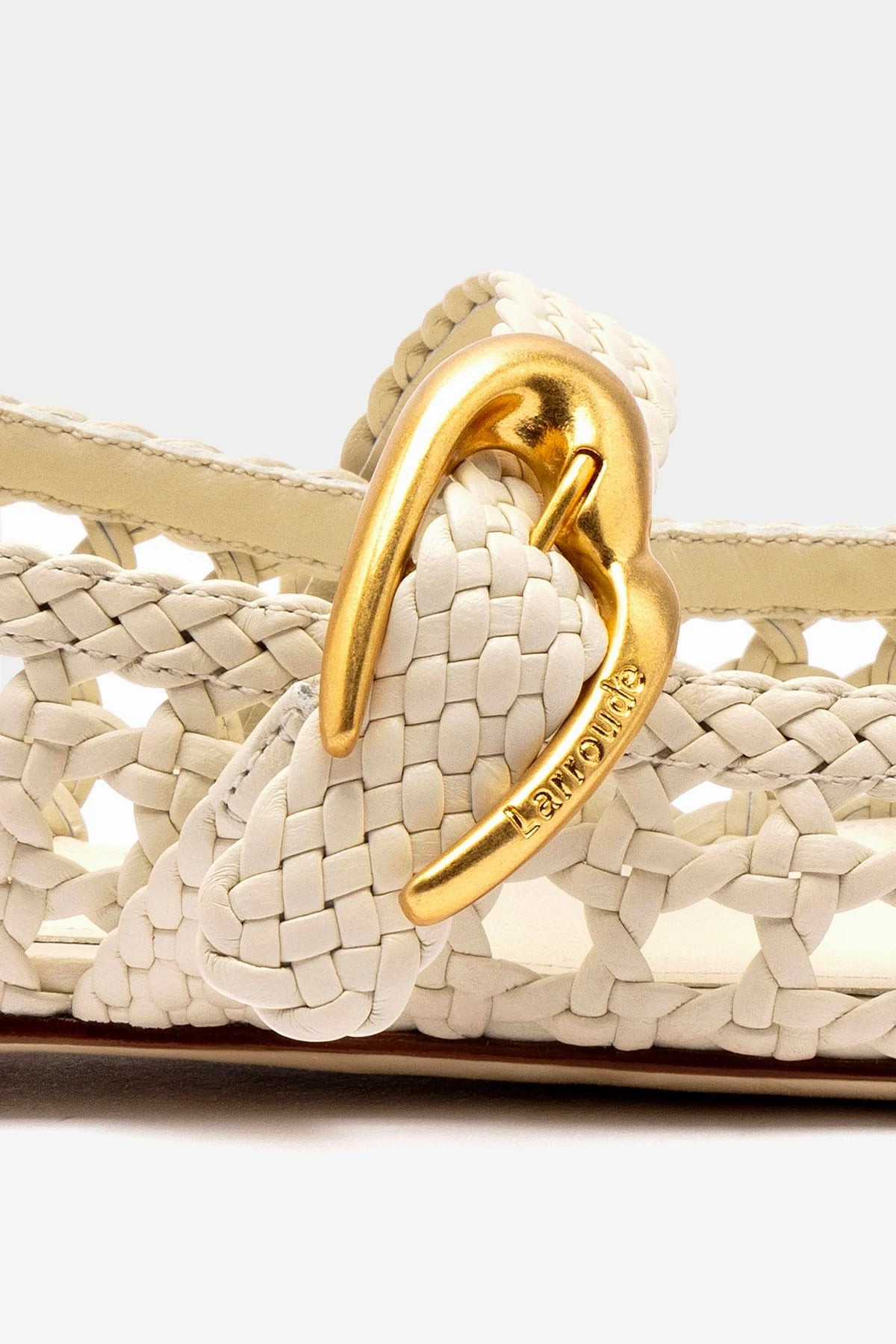 Verona Macrame Ballet Flat In Ivory Leather | Larroude