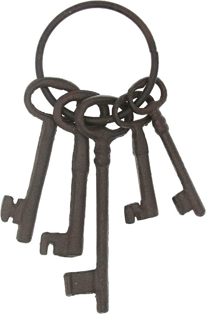 Hananona 8" Vintage Cast Iron Skeleton Key Ring Antique Style Pirate Treasure Chest Keys Set for ... | Amazon (US)