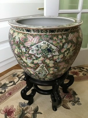Chinese Porcelain Famille Rose Fish Bowl Planter Jardiniere LARGE | eBay AU