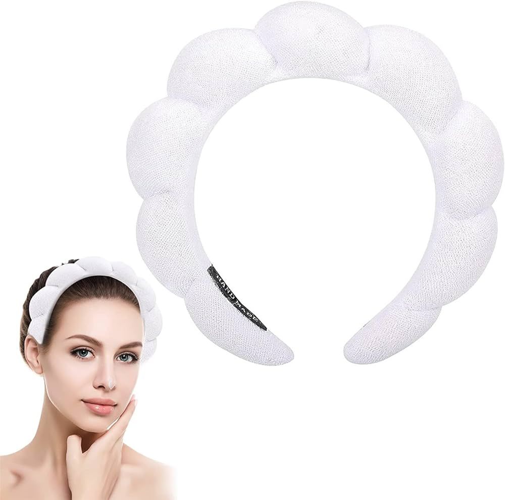 Spa Headband Sponge Puffy Makeup Headband Terry Towel Cloth Fabric Head Band for Women Girls Wash... | Amazon (UK)