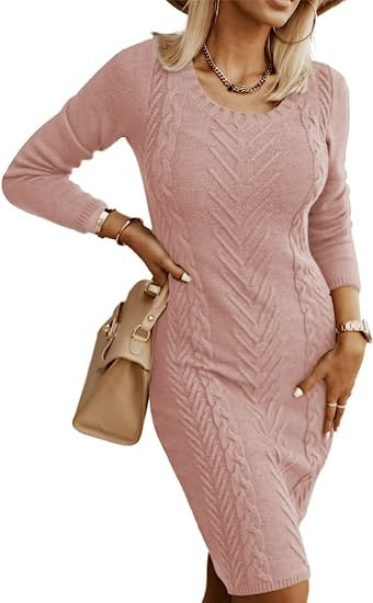 Dearlove Womens Long Sleeve Soft Chunky Knit Bodycon Midi Pullover Sweater Dress | Amazon (US)