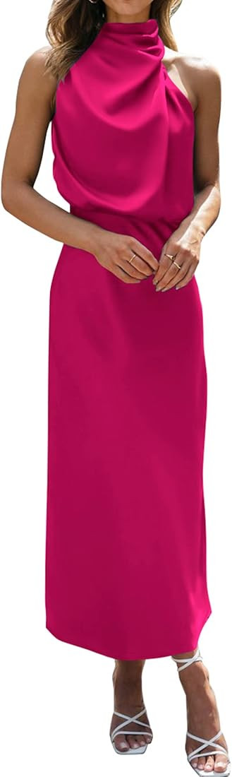 BTFBM Womens Sleeveless Cocktail Dresses Mock Neck Keyhole Elastic High Waist Evening Party Maxi ... | Amazon (US)