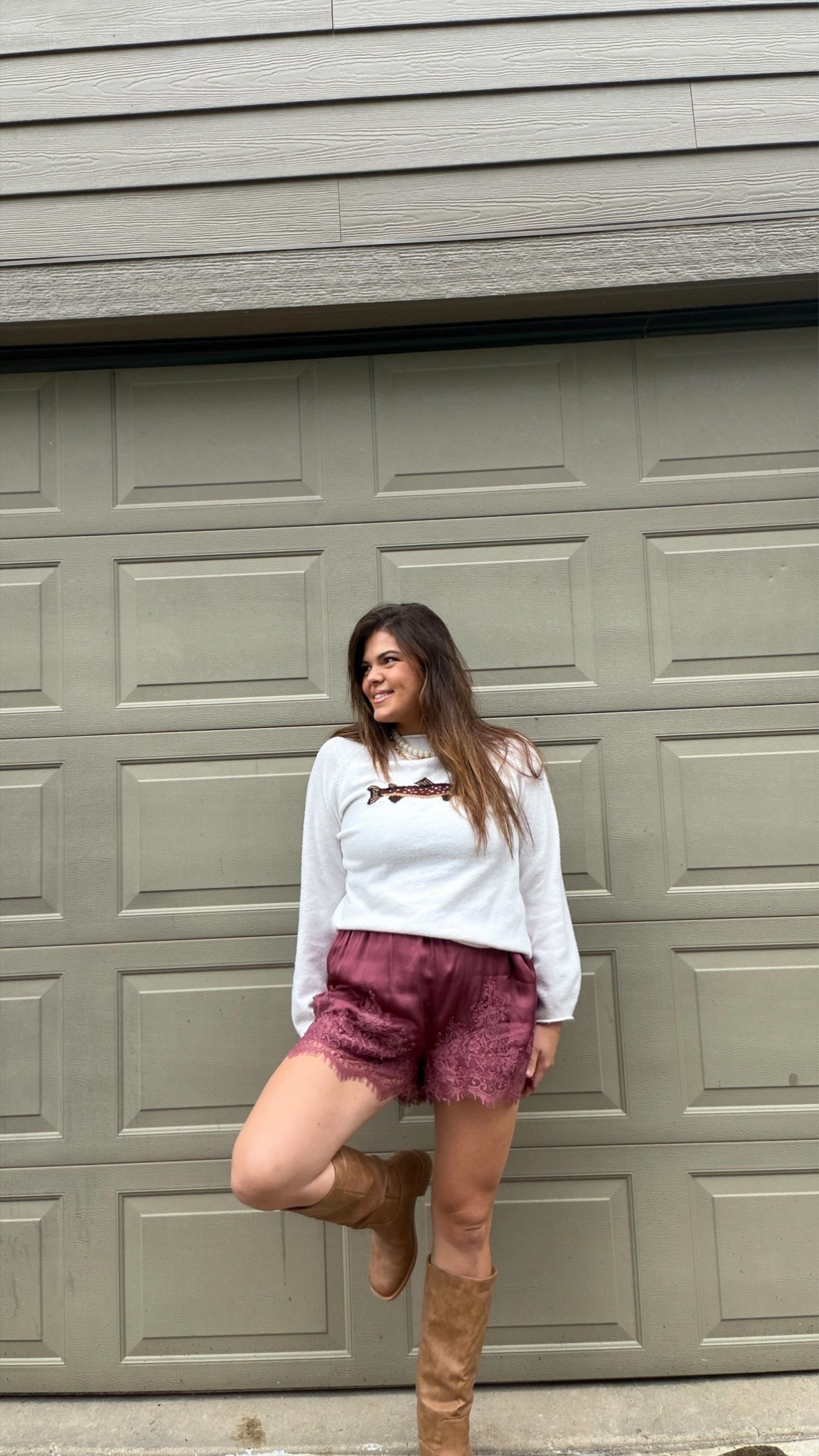 Fall outfit for a little lunch date. We’ve been craving huhot so went while Lane is out of the house (he has celiac and we weren’t sure how safe it would be) 

Fish sweater (so so soft) from amazon size large 
Lace shorts from @Anthropologie   size large (could size down)
Boots from Amazon true to size (wearing 10) look like Frye boots 🤭 
Follow @hiericasuckow for more! 

Midsize, size 12, size 14, mom style, curvy outfit, thick tummy approved

#LTKgrwm #LTKmomlife #LTKootd