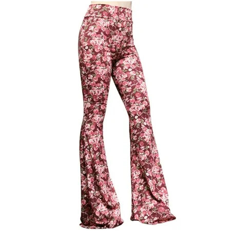 YUEJUIR Flared Leggings Flare Leggings for Women Retro Hippie High Waisted Wide Leg with Pockets Long Flare Pants High Waisted Yoga Pants Flare Pants for Women (Watermelon Red S) | Walmart (US)