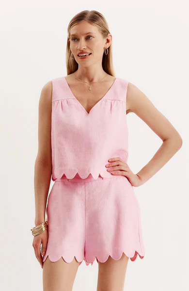 Kennedy Linen Scallop Shorts - Pink Frosting | tyler boe