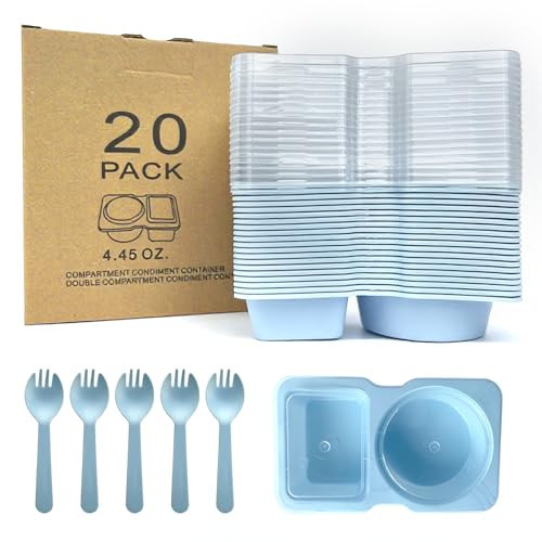 IASINN Snack Containers, 20 Sets Reusable Snack Containers with Lids Snackle Box Container Portion Control for Refrigeration Sauce,Outdoor Takeaway, School, Travel (Sky blue) | Amazon (US)