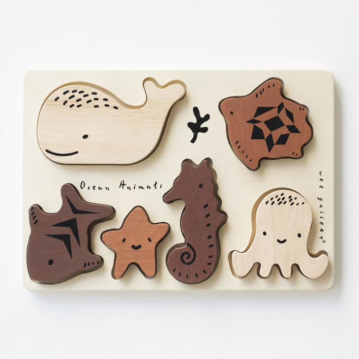 Wee Gallery Wooden Tray Puzzle - Ocean Animals - 2nd Edition Puzzles | Minted