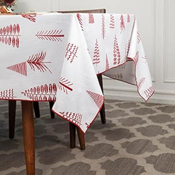 Folkulture Christmas Tablecloth, 60 x 72 Inch, 100% Cotton Red Rectangle Table Cloth for Christma... | Amazon (US)