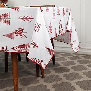 Folkulture Christmas Tablecloth, 60 x 72 Inch, 100% Cotton Red Rectangle Table Cloth for Christma... | Amazon (US)