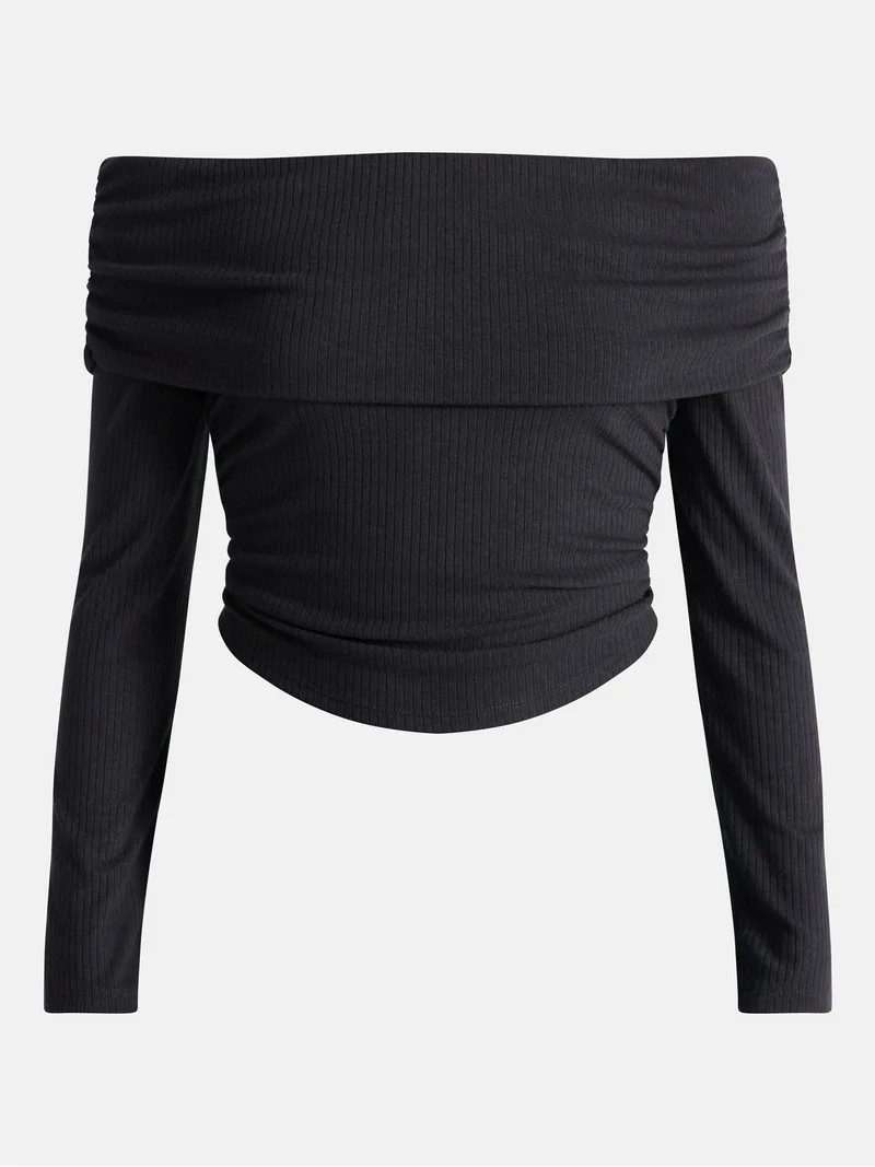 No Boundaries Off The Shoulder Top with Long Sleeves, Women’s | Walmart (US)