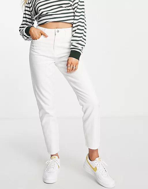 Noisy May Isabel high waisted mom jeans in white | ASOS (Global)