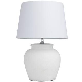 Litton Lane 24 in. White Cement Pot Inspired Task and Reading Table Lamp with Textured Exterior 0... | The Home Depot